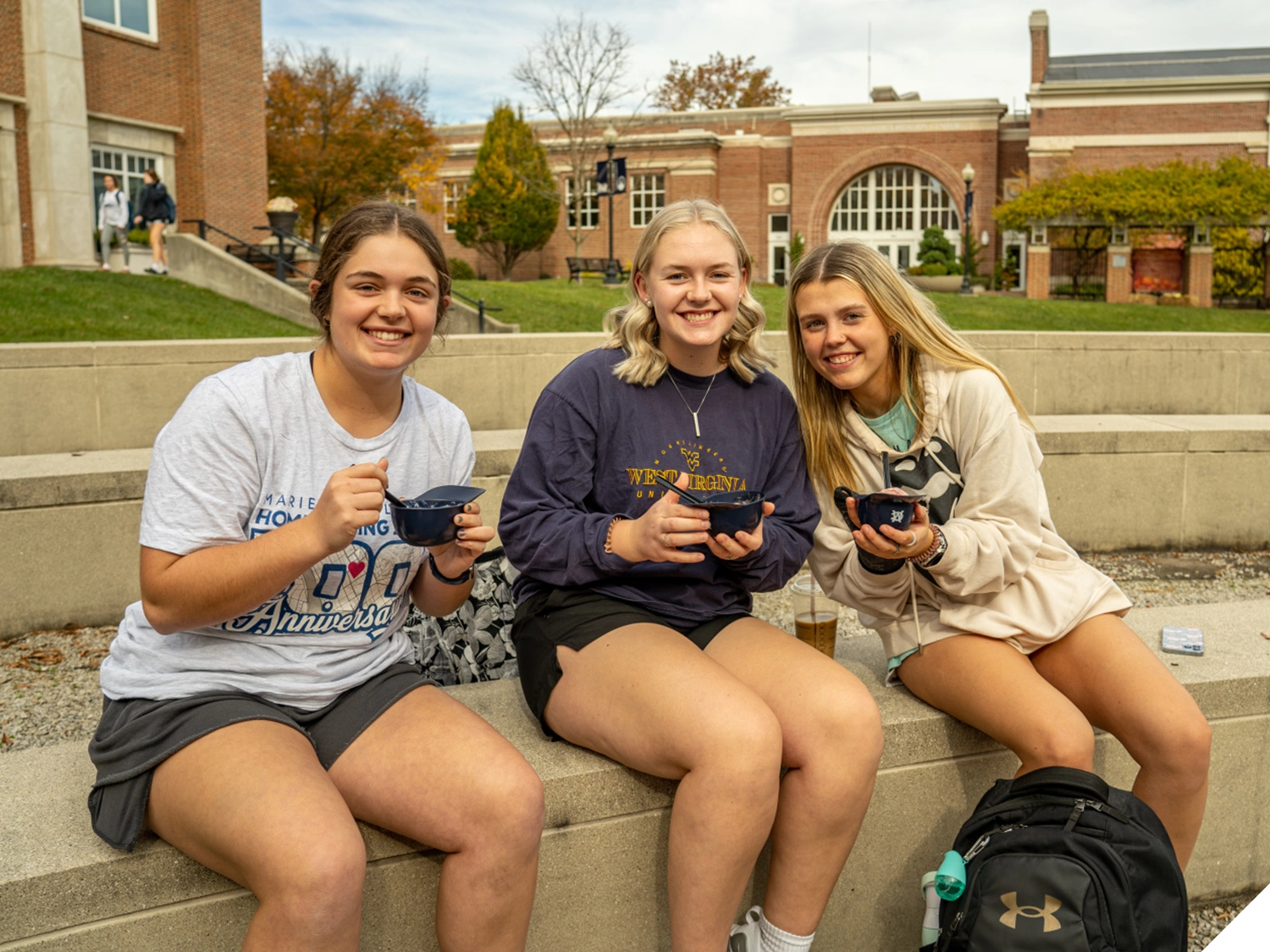 Marietta College students eating ice cream on The Christy Mall