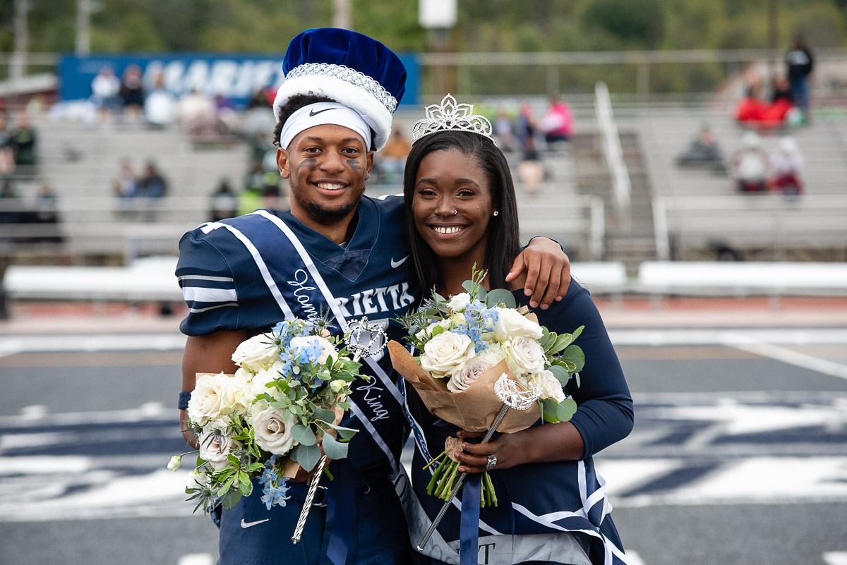 Darrien Fields ’19 and Jo Herd-Middlebrooks ’19 were named Homecoming King and Queen. Fields broke Marietta’s record for career touchdown passes and Herd-Middlebrooks is a forward on Marietta’s first OAC championship women’s basketball team