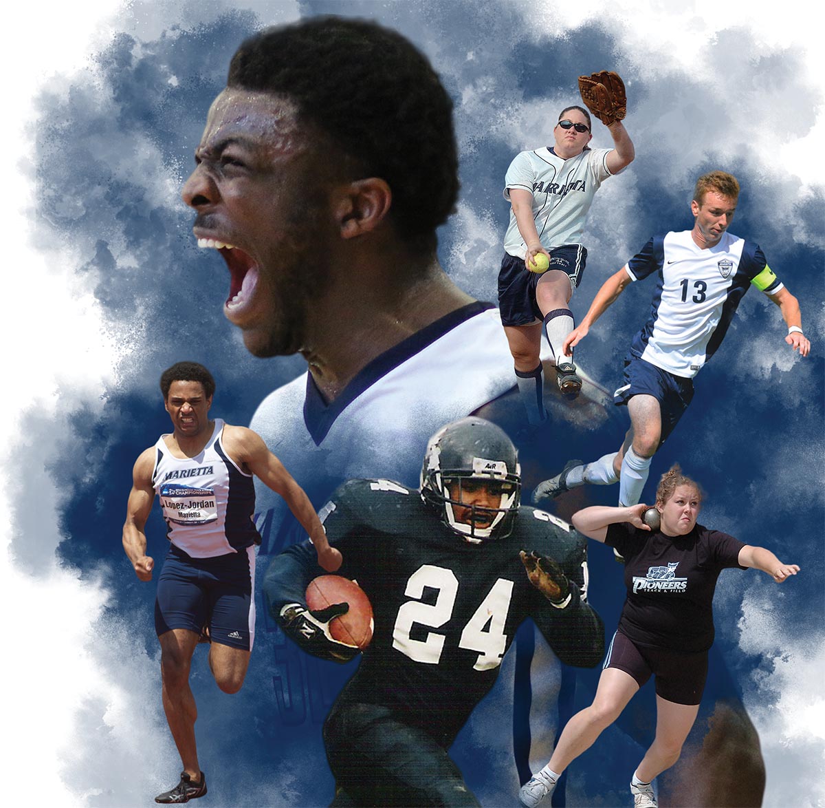 A collage of 6 star marietta college athletes