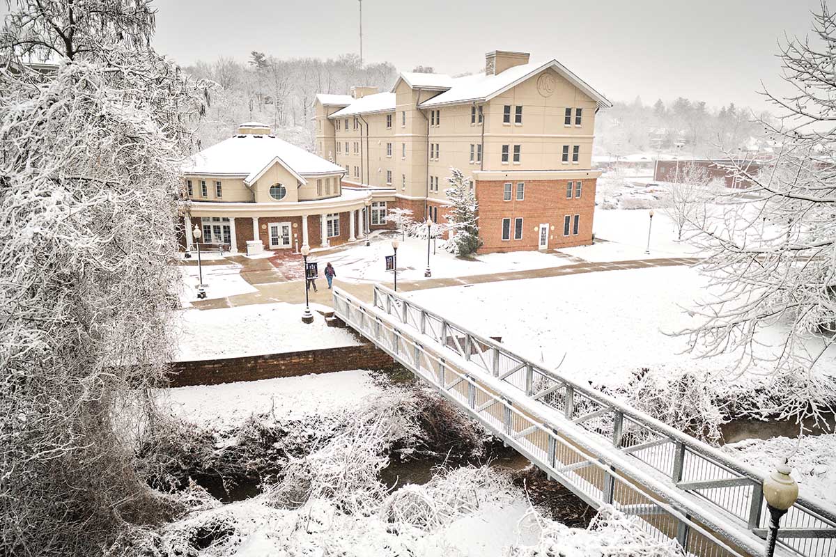  Light snow blanketed campus earlier this year