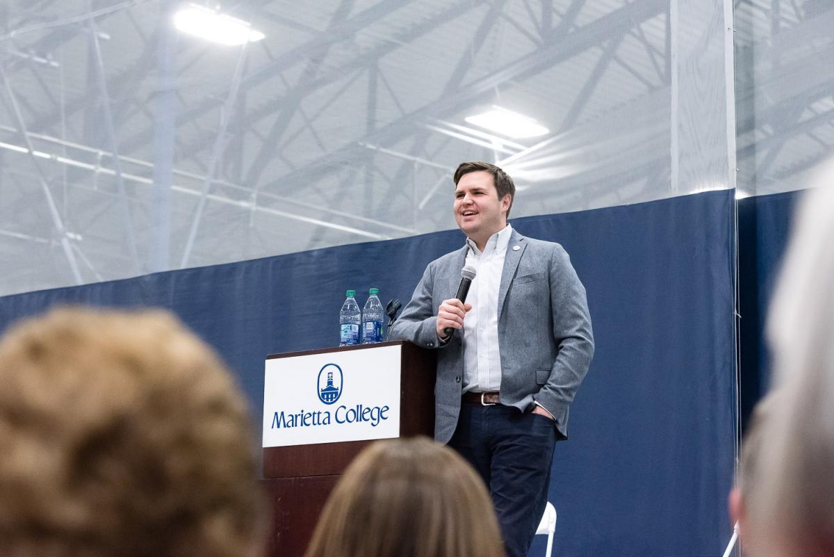  J.D. Vance, author of the 2016 best-selling book Hillbilly Elegy: A Memoir of a Family and Culture in Crisis, spoke to campus on Feb. 8th as part of the 2017-18 Esbenshade Series