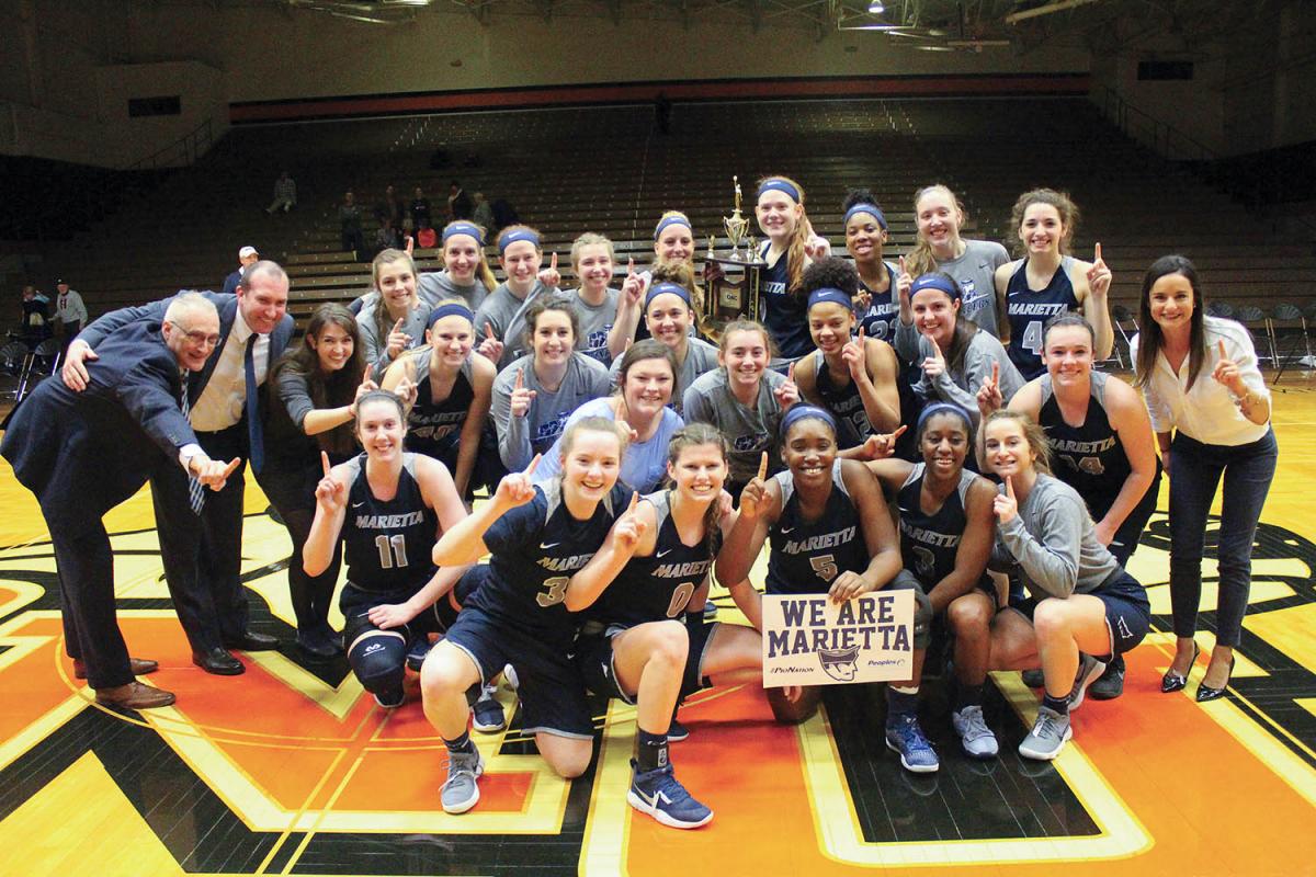 The 2017-18 women’s basketball team, led by coach Kole Vivian, made program history in February when the squad beat Ohio Northern University to win its first OAC Tournament Championship. The win earned them a spot in the NCAA Division III Tournament