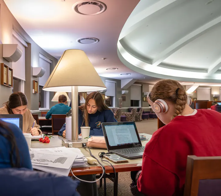 Marietta College students studying in Legacy Library
