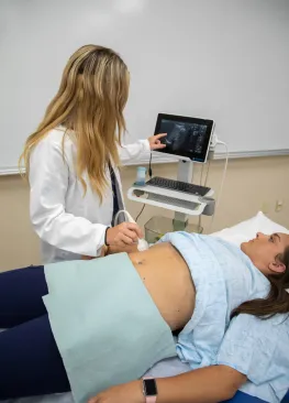 A Marietta College Physician Assistant Studies graduate student uses an ultrasound machine