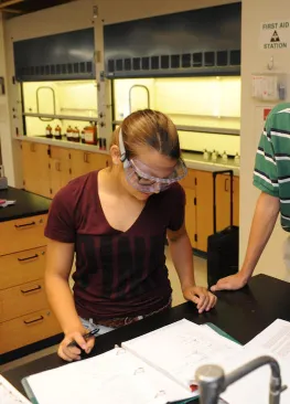 A Marietta College Applied Chemistry Major works in the lab