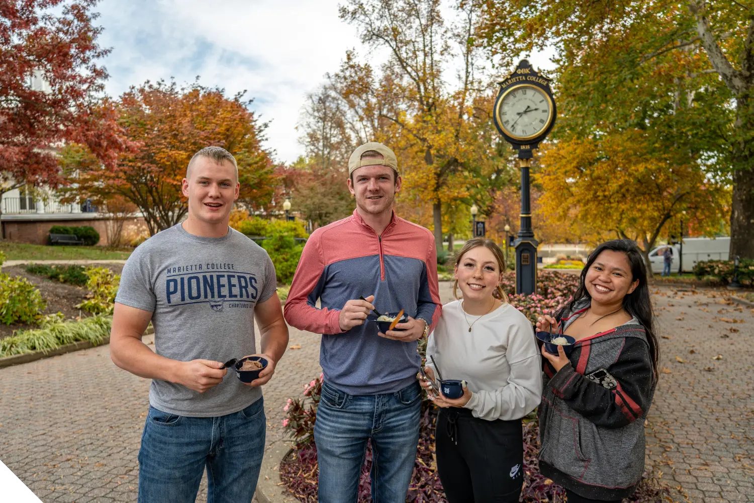 Marietta College students eating ice cream on The Christy Mall