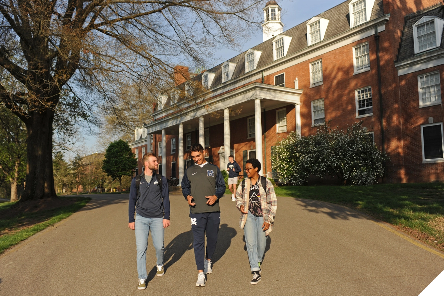 Marietta College students walk outside Marietta Hall