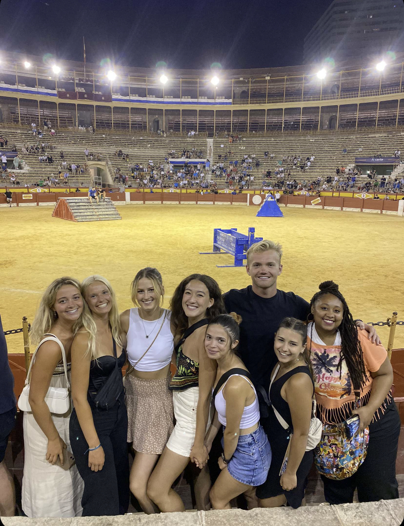 Michaela Donnelly at a bull fight in Spain
