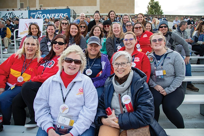 Chi Omega sisters were honored during Saturdayâs football game.