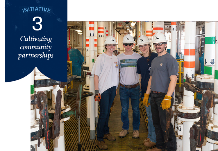 Initiative 3: Cultivating Community Partnerships--photo of petroleum students on a worksite