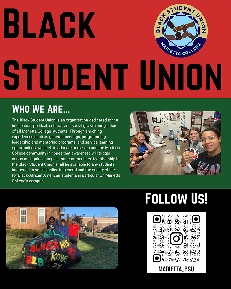 Poster promoting Black Student Union student organziation