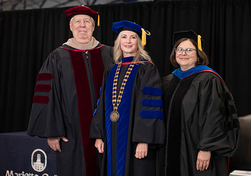 Board Chair Jim Wilson, President Kathleen Dougherty, and Provost Suzanne Walker
