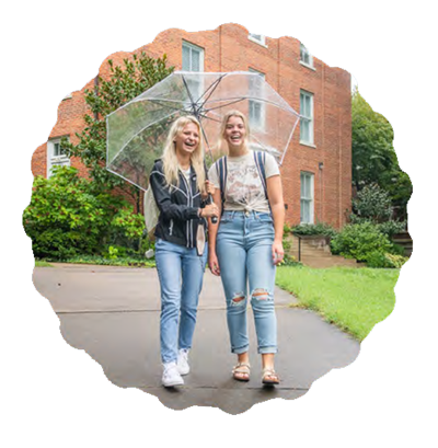 Two girls with umbrella