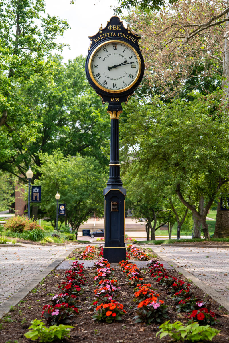 Phi Beta Kappa clock on Christy Mall Leadership Studies