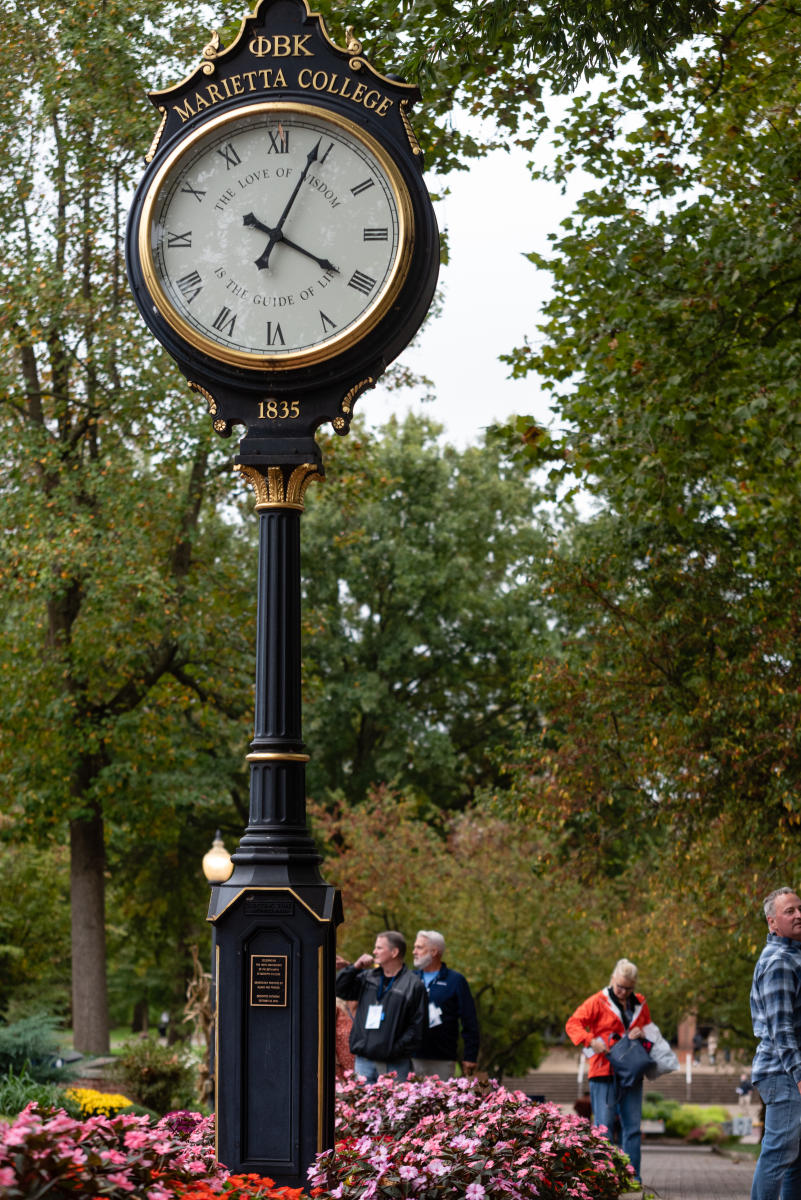 Clock on Christy Mall at Marietta College