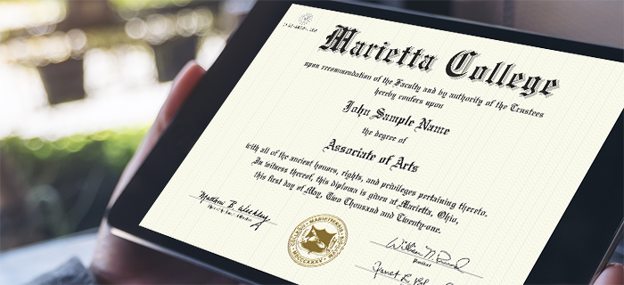 CeCredentials sample diploma on iPad