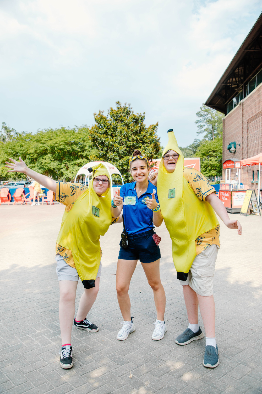Marietta College students pose with banana costumes for the Savannah Bananas