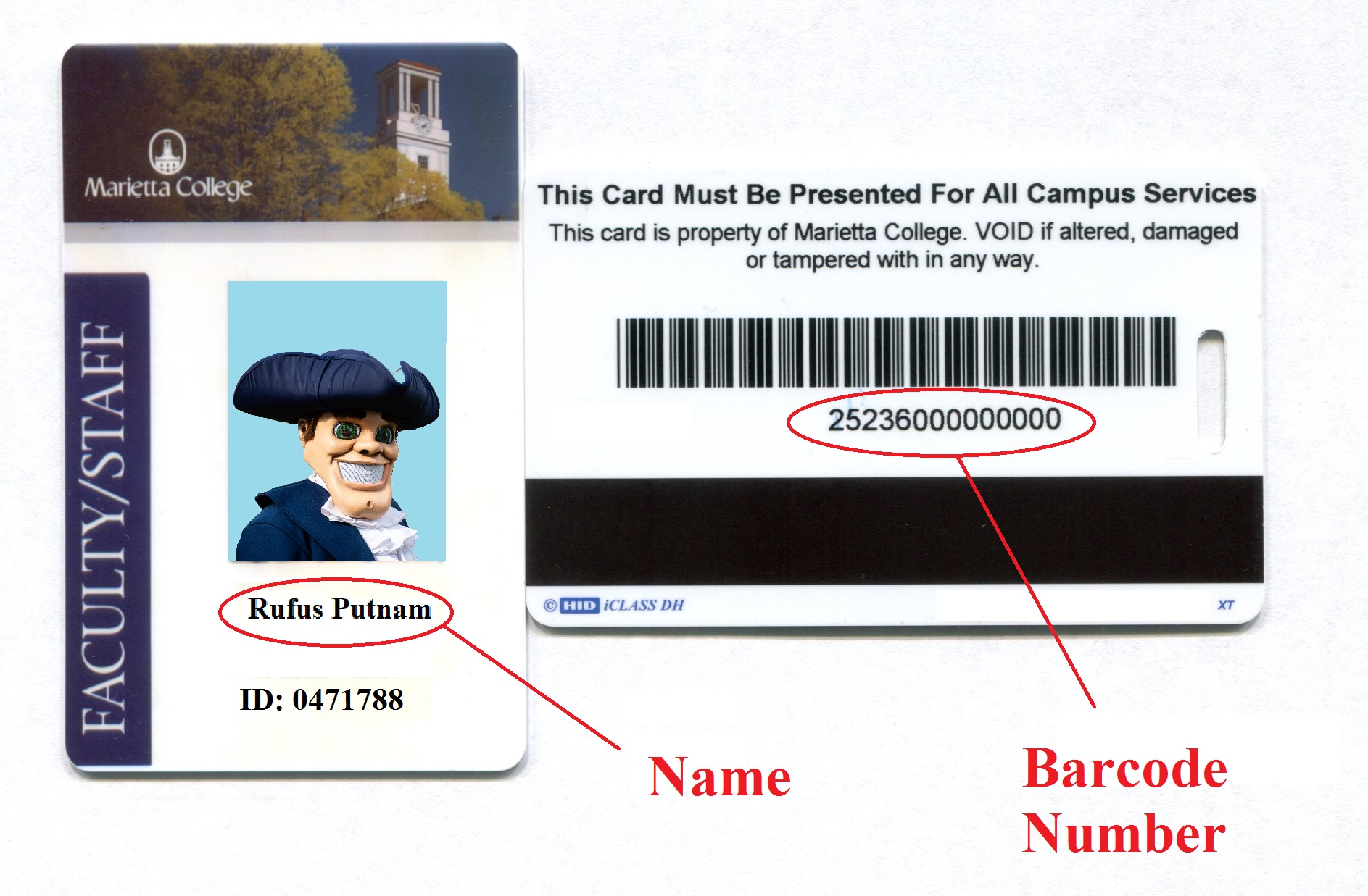 Sample Marietta College ID Card