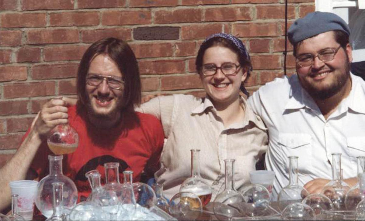 Don Southard ’79 sent in a throwback picture from Doo Dah Day 1978.  “In the picture are Eric Rahnenfuehrer ’78, Case Weaver ’78 and Don Southard ’79. We were all members of the Student Affiliates of the American Chemical Society, which was a big club back then for Chem majors. We were selling old chemistry glassware.”