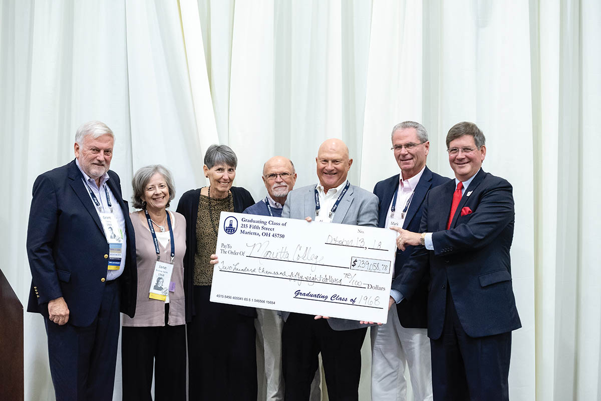 The Marietta College Class of 1968 presents their golden anniversary donation