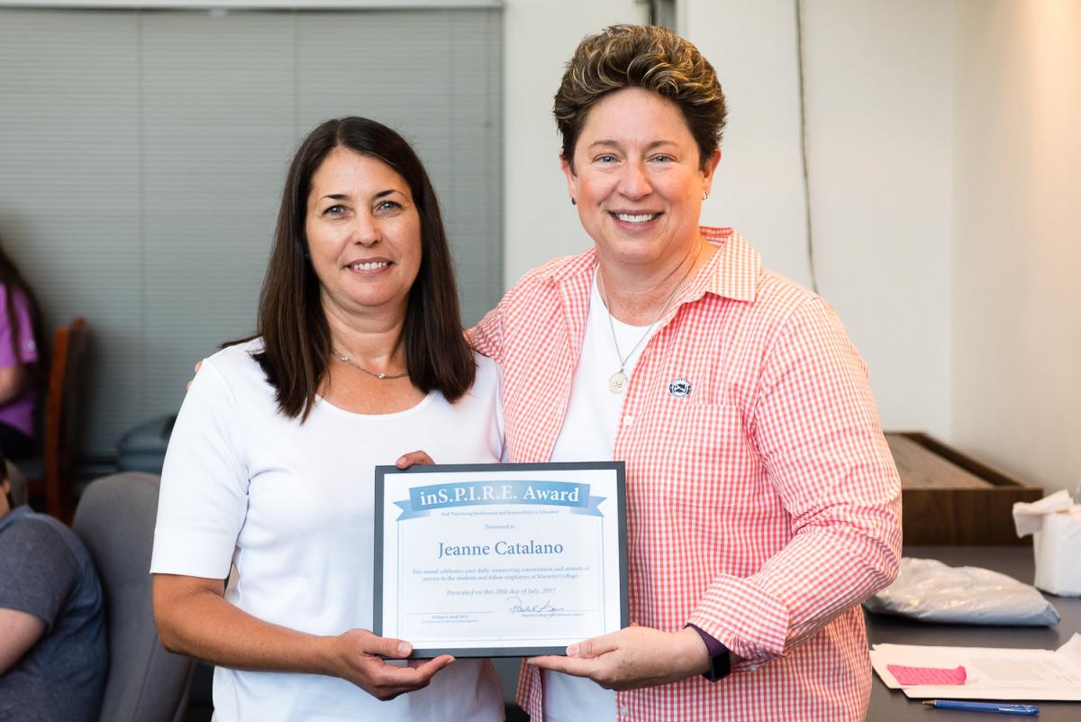 Jeanne Catalano receives the Marietta College Inspire Award