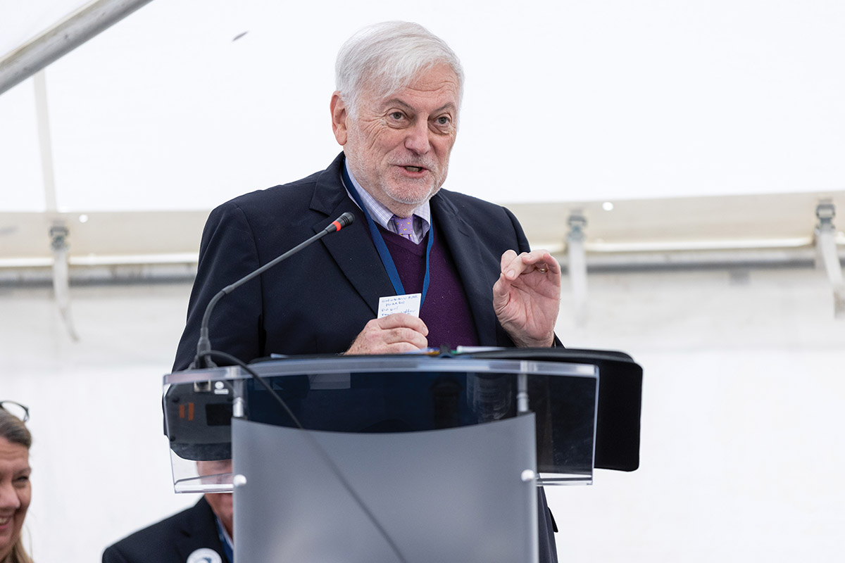 Grant Callery '68 speaking at a podium