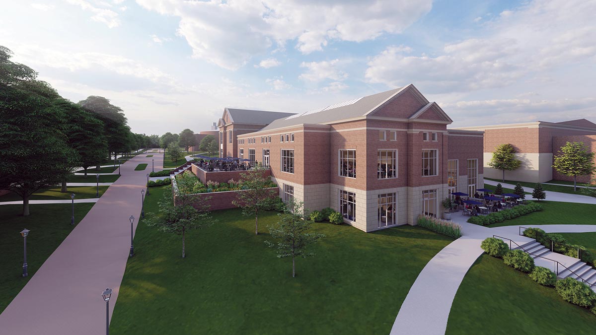 third rendering of a potential rebuild of the Gilman Student Center