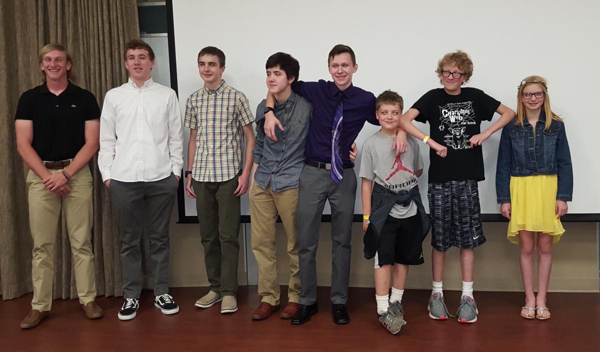 From left to right: Zach Deskins, Cyrus Rhodes, Spencer Tenney, Greyson Turner, Brandon Ologeanu., D.J.West, Caden Bourdon,  and Elizabeth Haller. 