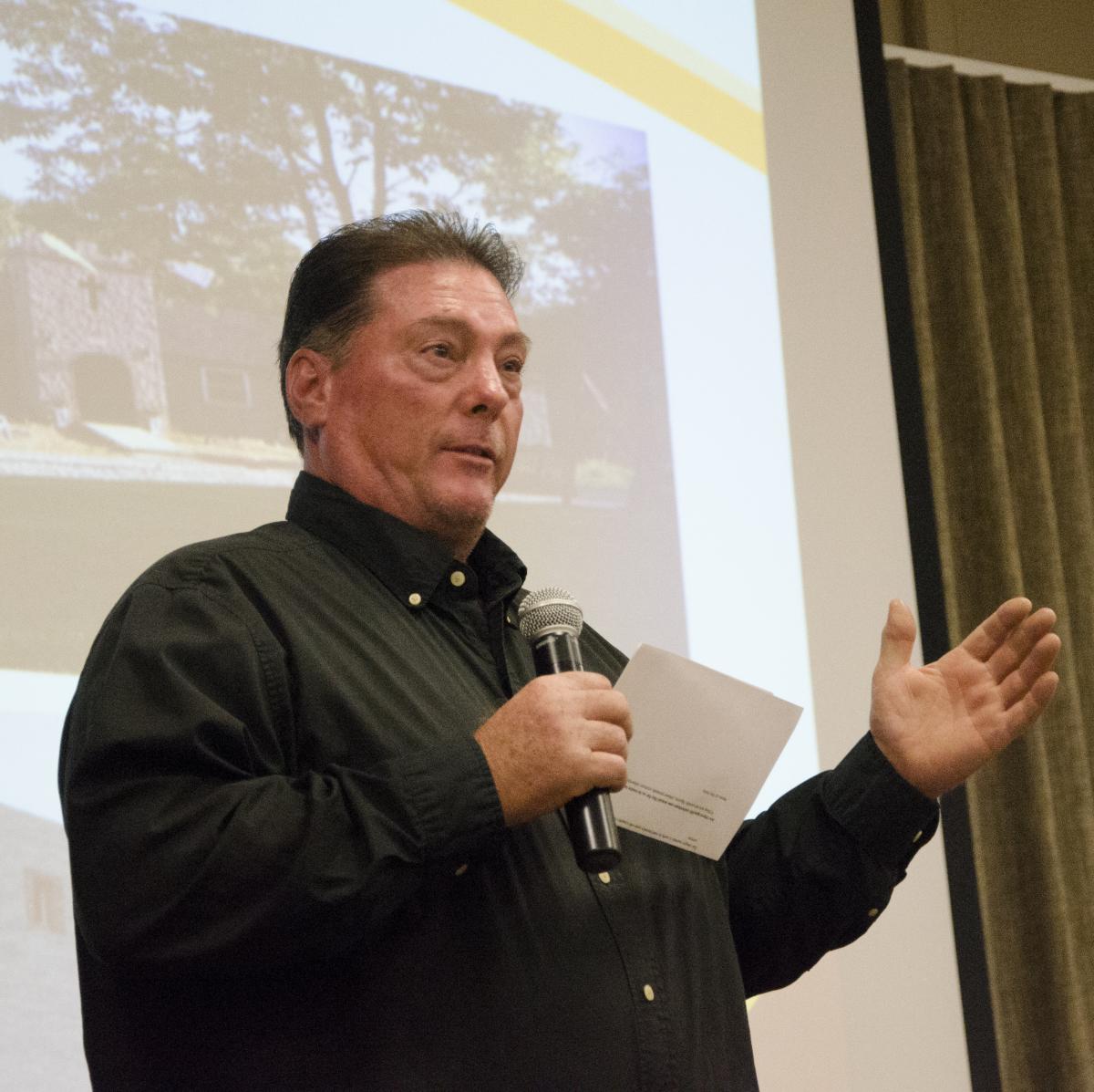 Bill Grizer, Owner of Grizer Castle, speaks at the November 17 2016 PioPitch program at Marietta College