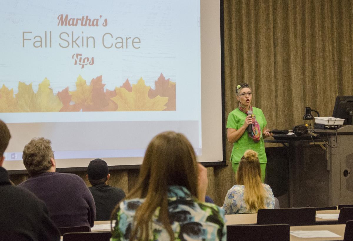Martha Jones, Owner of Faces By Design, speaks at the November 17 2016 PioPitch program at Marietta College
