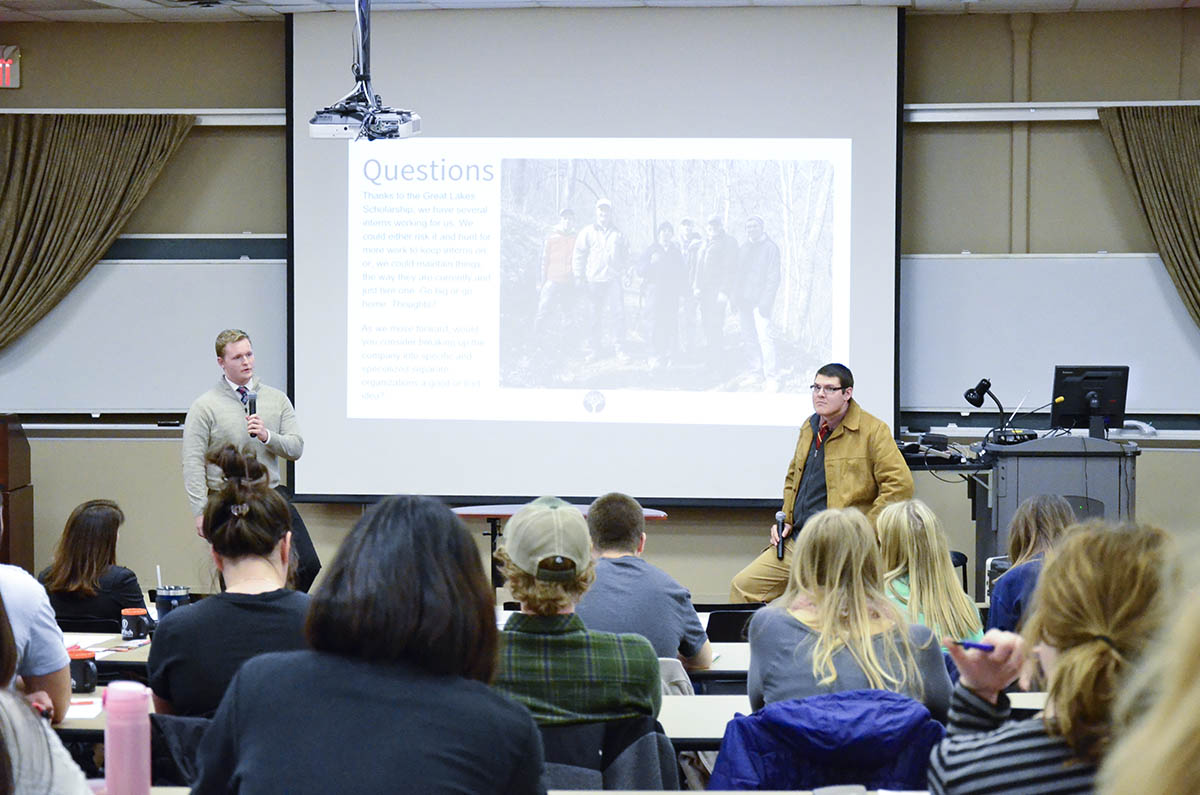 Aaron Dillon and Jon Hinson of Thunder Resources, speaks at the March 2 2017 PioPitch program at Marietta College