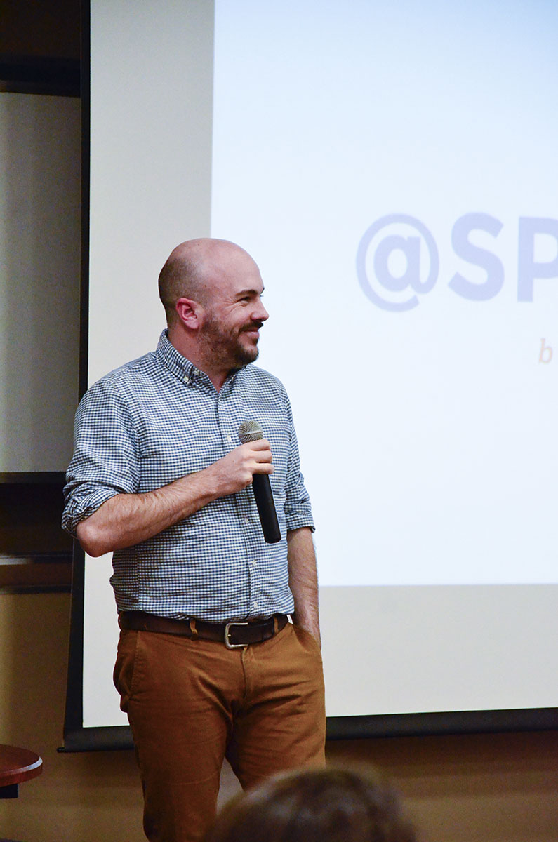 Michael Bond, Founder of Spoken, speaks at the Feb. 2nd 2017 PioPitch Event in Marietta Ohio