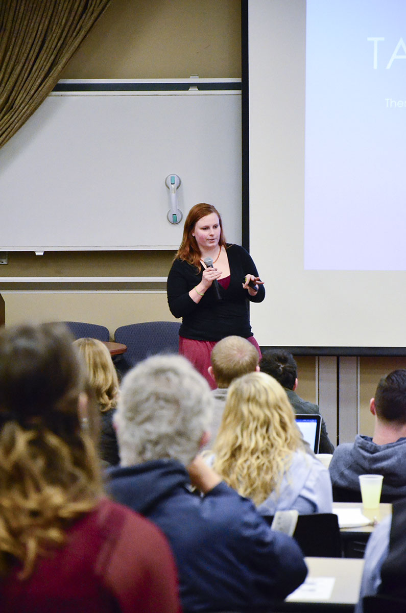 Courtney Knoch, Owner of Silver Linings, Presents during the Feb. 2nd, 2017 PioPictch