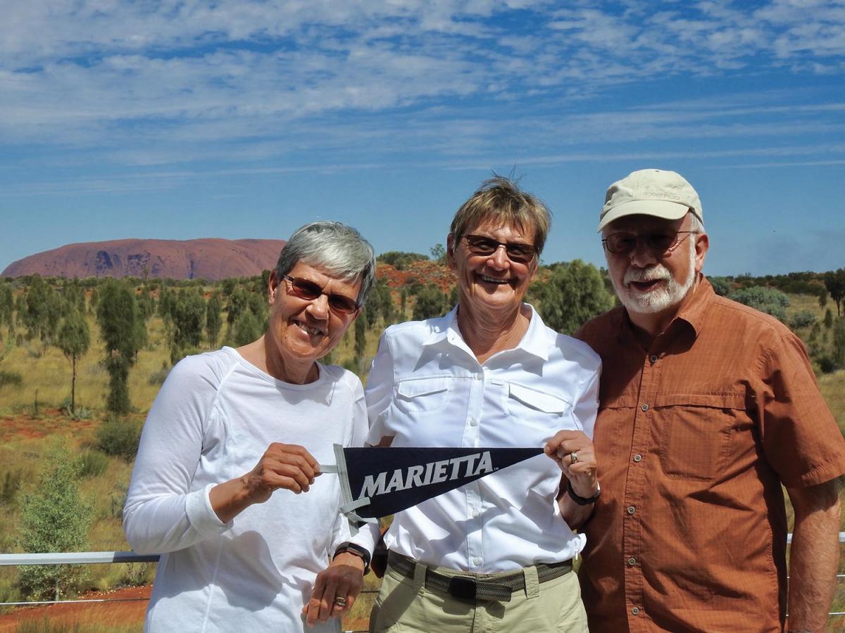 Beth Thompson Miller ’73, Barbara Perry Fitzgerald ’73 and Bruce Miller ’70 know how to Bring Forth a Pioneer