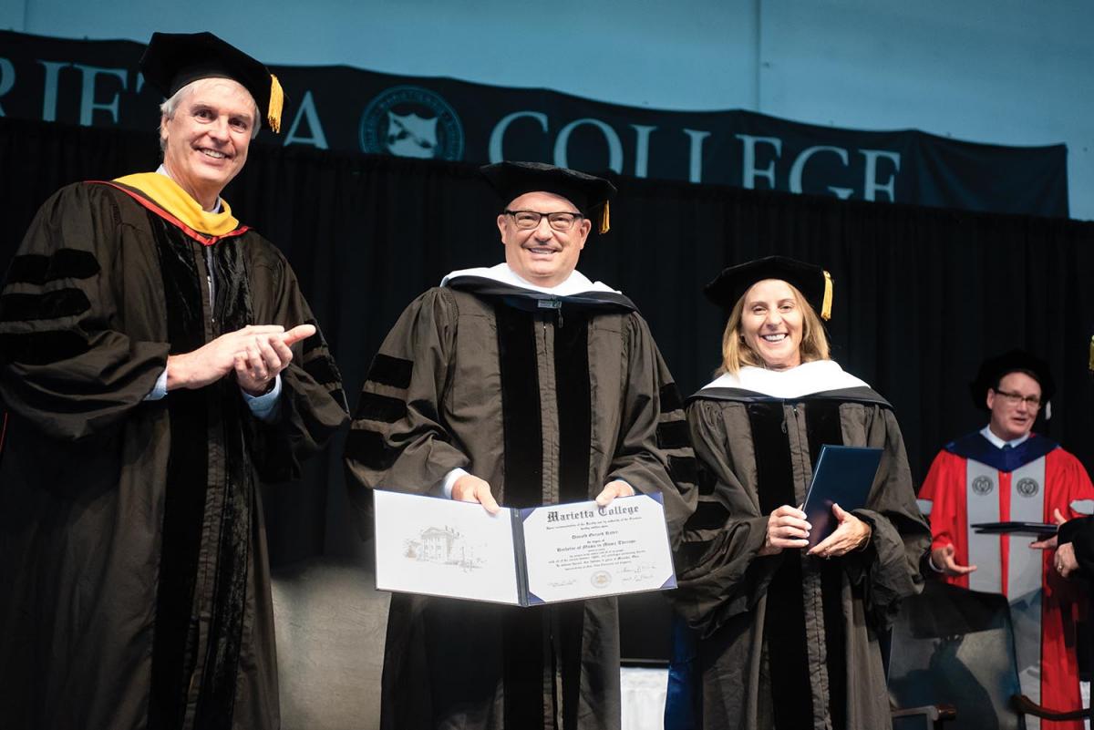Don and Leslie Ritter receive their honorary degrees from Marietta College