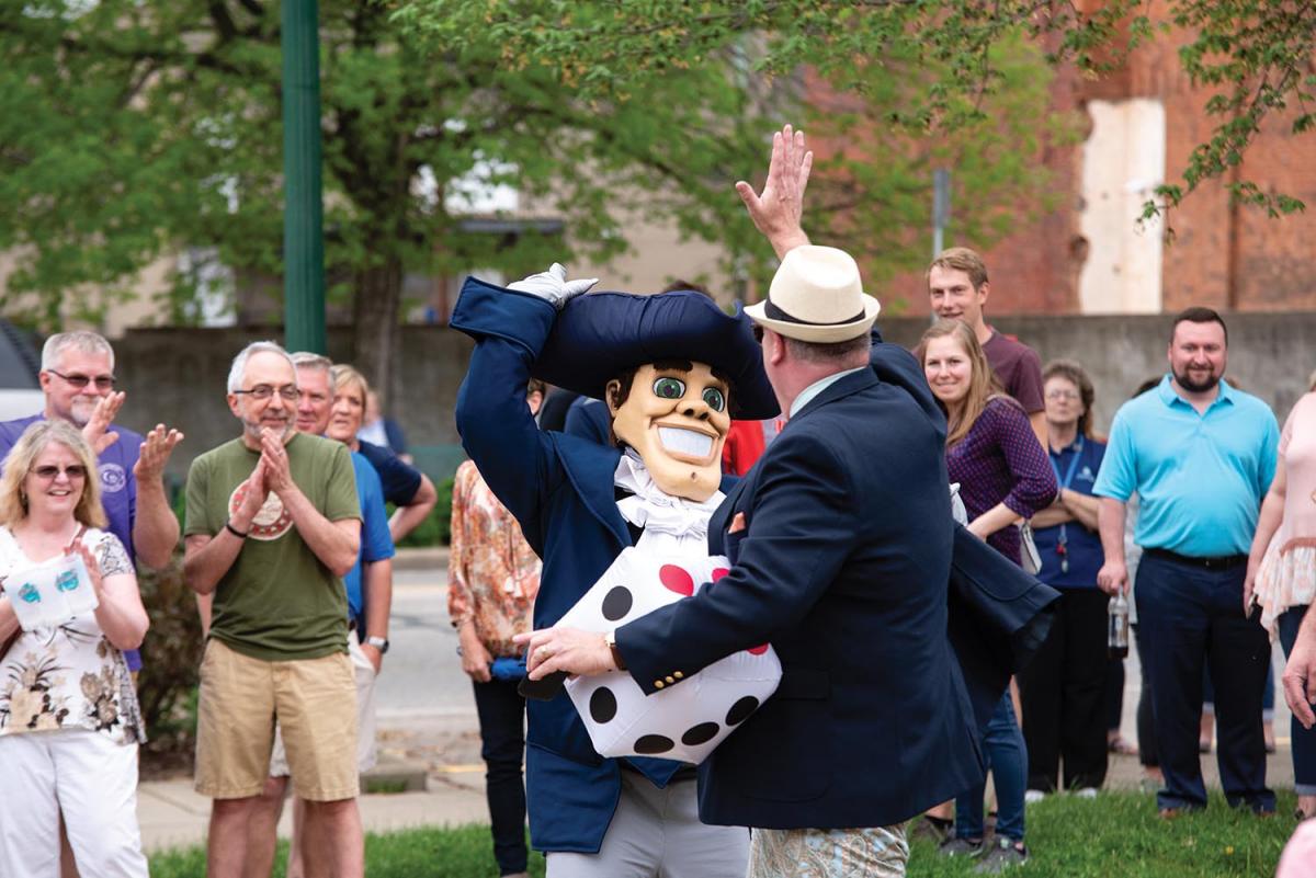 Putnam the Pio helped raise money to support Harvest of Hope during May’s First Friday event in downtown Marietta