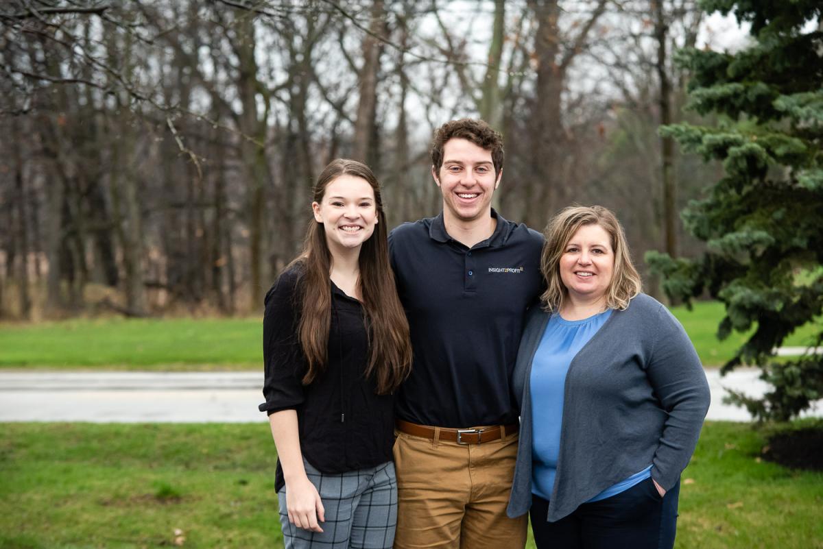 Amanda Davis ’18 (left), Eric White ’17 and Danielle Cisler ’05 are fellow Pioneers and all work for INSIGHT2PROFIT