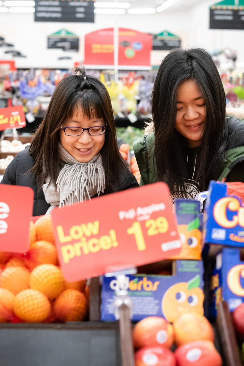 Marietta College students shop at the local Kroger in Marietta Ohio