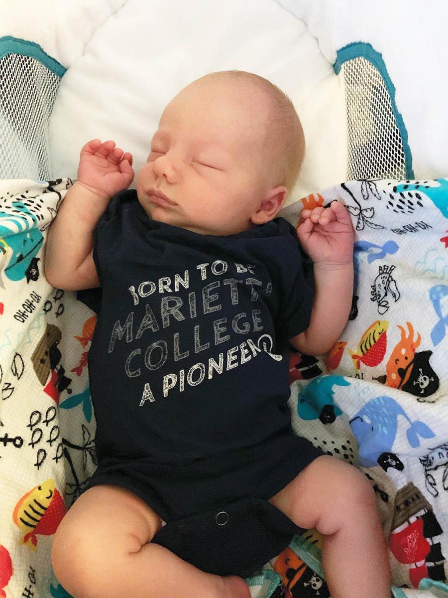 Heather Boomer Ginsky ’09 and Matt Ginsky ’09 welcomed a future Pioneer into the world on January 24, 2019. His name is Zeke Boomer Ginsky