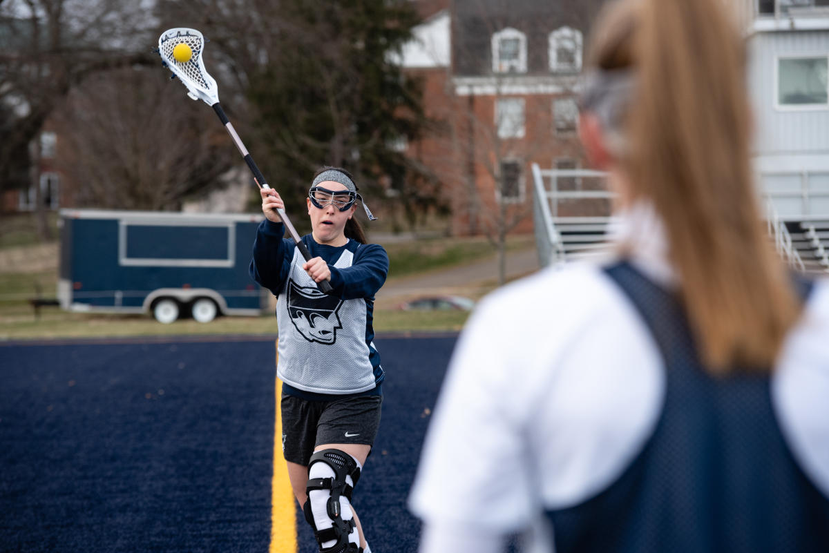 Lauren Redfern works on passing at Marietta College Women's Lacrosse Practice