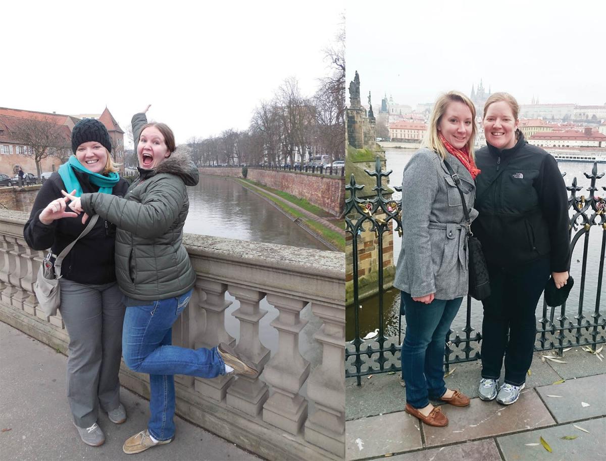 In 2015, Leanne McCullough ’09 and her husband, Kemp Langhorne, moved to Stuttgart, Germany. Since then, they have enjoyed traveling and have welcomed many visitors, including two of Leanne’s Chi Omega sisters. In January 2016, Kimberly Page ’08 visited, and together they traveled to Strasbourg, France; Salzburg, Austria; and Berlin, Germany. In November 2016, Virginia Hynes ’11 visited, and together they traveled to Budapest, Hungary; Vienna, Austria; and Prague, Czech Republic. (Left) Ginny and Leanne in Budapest, Hungary. (Right) Leanne and Kim in Strasbourg, France.
