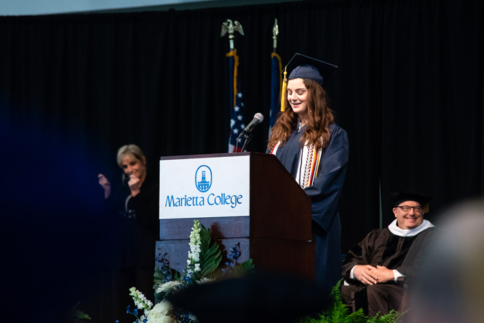 Samantha Welch at the podium