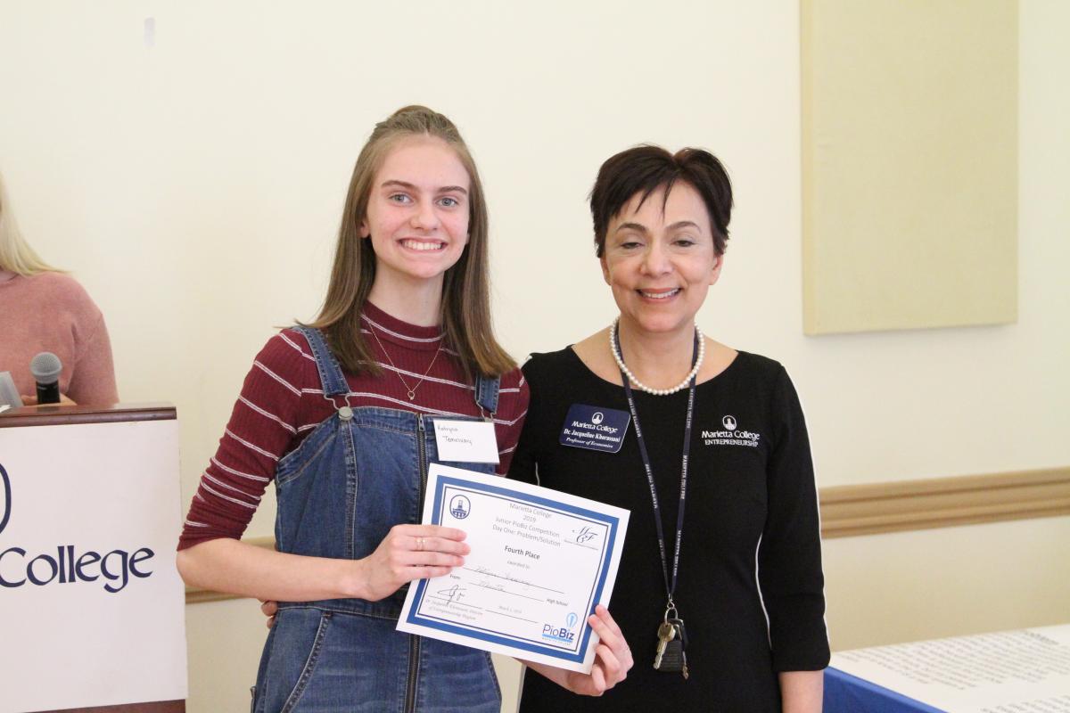 Katryna Temesvary the fourth place winner of the 2019 Marietta College Junior Piobiz Round 1 Competition