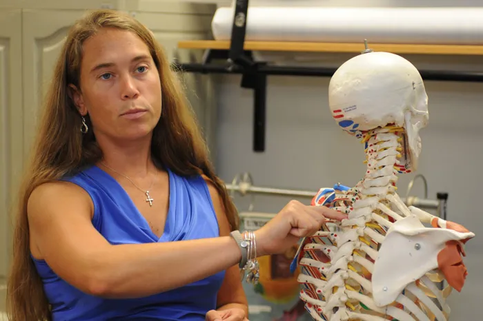 Professor with a skeleton