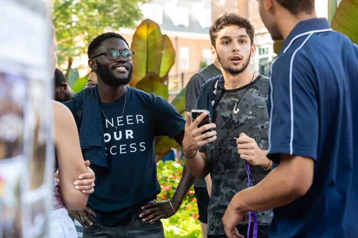 Students chatting on the Mall