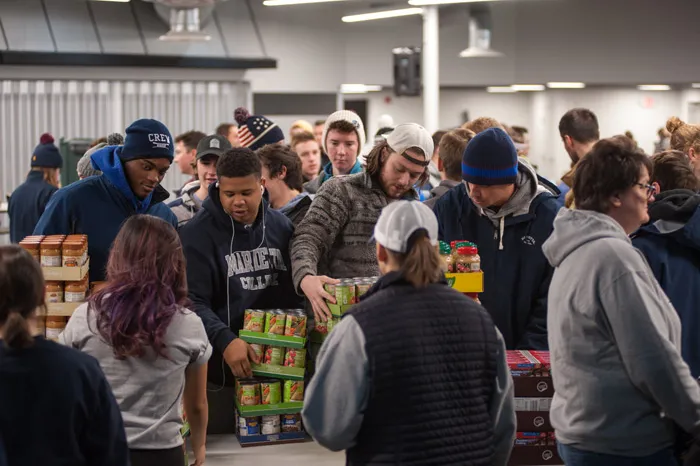 Students participate in an MLK Day volunteer event