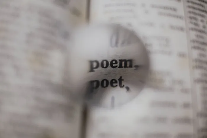 The word poem in a book