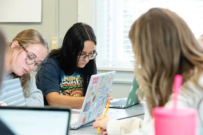 Students working in class