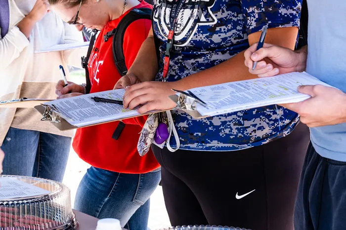 Students registering to vote