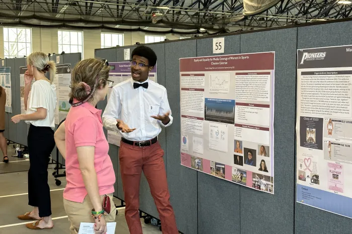 A Marietta College student presents research at All Scholars Day